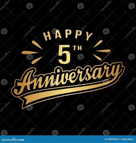 Happy 5th Anniversary 5 Years Anniversary Design Template Stock Vector