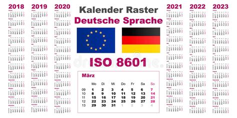 2019 Deutsche German Wall Calendar Two Iso 8601 Templates For Europe