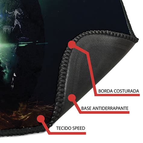 Mouse Pad Gamer Speed Extra Grande Borda Costurada Preta Loja Mouse