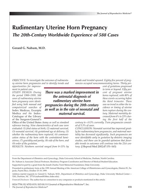 PDF Rudimentary Uterine Horn Pregnancy The 20 Century Worldwide