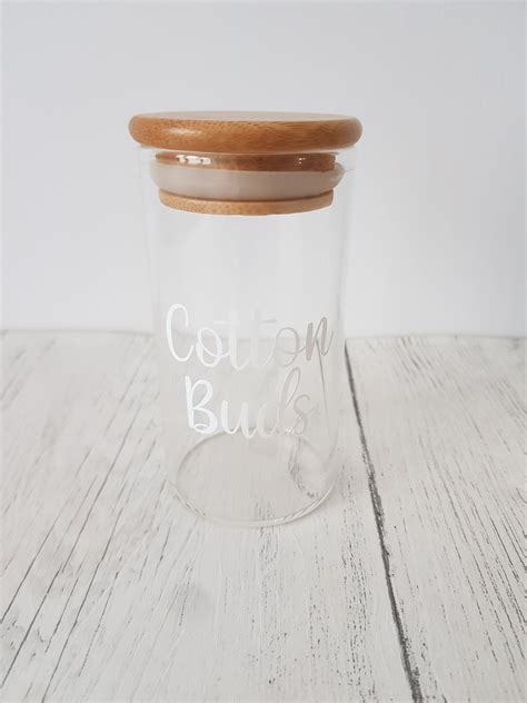 Glass Storage Jar With Bamboo Lid 200ml Capacity Herbs And Etsy Uk