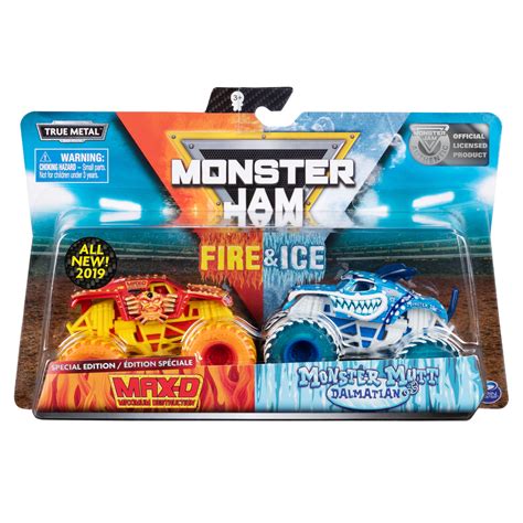 Monster Jam, Fire & Ice 2 Pack, Max D vs. Monster Mutt Dalmatian