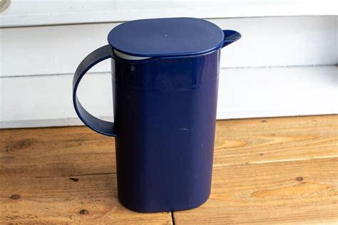 Vintage Tupperware Pitcher Navy Blue Plastic Pitcher For Etsy