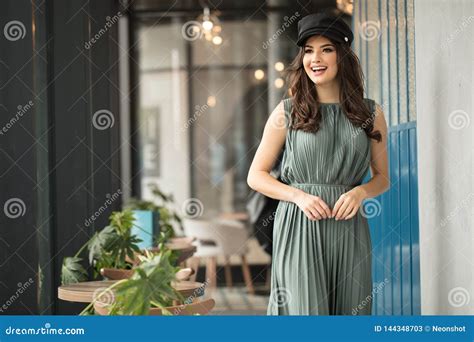 French Style Brunette Lady In Fashionable Dress Stock Image Image Of Clothes Lady