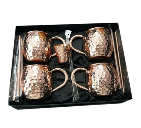 Hammered Copper Mug Glass Set For Home Capacity 300ml Mug 50ml