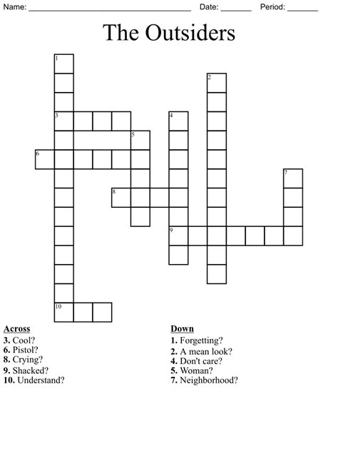 The Outsiders Crossword Wordmint