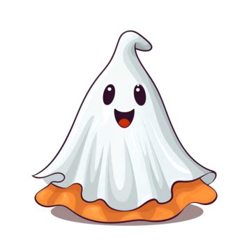 A Cheerful Ghost In A Witch S Cap Halloween Holiday Illustration In