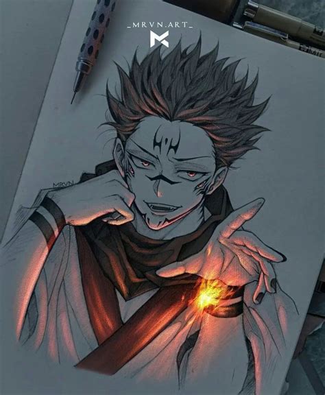 A Drawing Of An Anime Character Holding A Glowing Object In His Hand