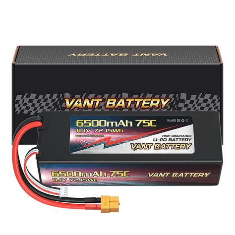 Vant Rc 3s Lipo Battery 11 1v 6500mah 75c High Power Hardcase For 1 10