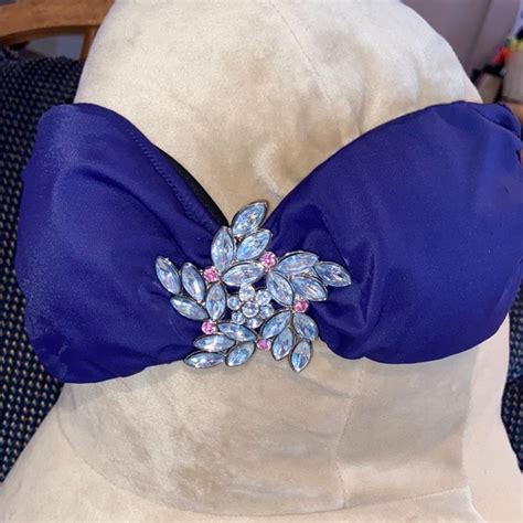 Victoria S Secret Swim Victorias Secret Navy Blue Bikini Top Rhinestones Strapless Poshmark