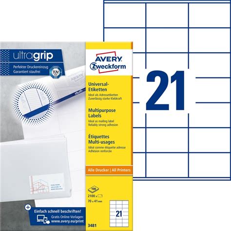 Avery Zweckform Universal Etiketten 3481 weiß 2100er Pack, brevo-serv