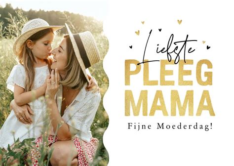 Moederdagkaart Liefste Pleegmama Hartjes Goud Kaartje Go