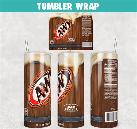 A W Root Beer Tumbler Wrap Templates Oz Skinny Png Sublimation Design