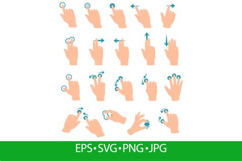 Touch Screen Gestures For Smartphone Graphic By Frogella Stock