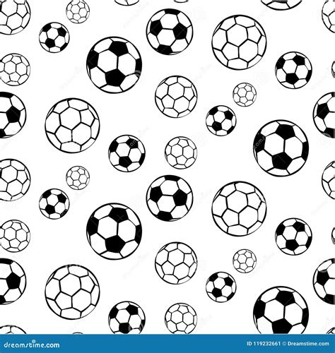 White Seamless Football Pattern With Soccer Balls Stock Vector