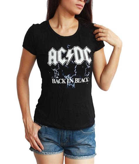 Womens Ac Dc Back In Black Hard Rock Top T Shirt