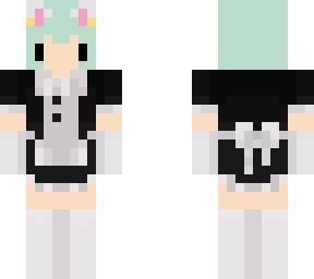 Cat Maid Cat Waitress Blue Hair Whale Cat Girl Minecraft Skins