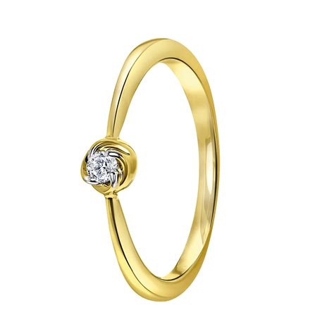 Karaat Geelgouden Ring Met Diamant Ct Lucardi Nl