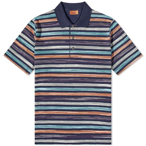 Missoni Men S Zig Zag Polo T Shirt In Blue White Orange Missoni