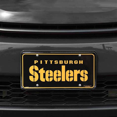 Pittsburgh Steelers Metal Auto Tag License Plate Script Black Design