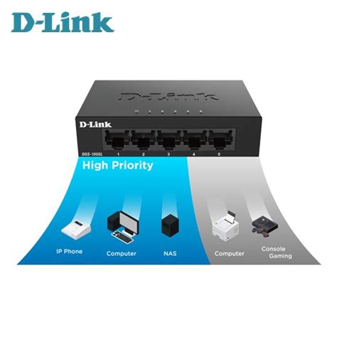 Dlink DGS 105GL 5 Port Gigabit Metal Unmanaged Desktop Switch MYCOM