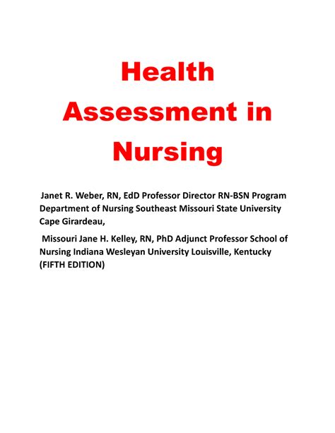 Module Health Assessment In Nursing Health Assessment In Nursing