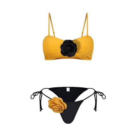 Anineo Women Swimwear Solid Color Print Split High Waist Pants Spaghetti Backless Bikini Cute