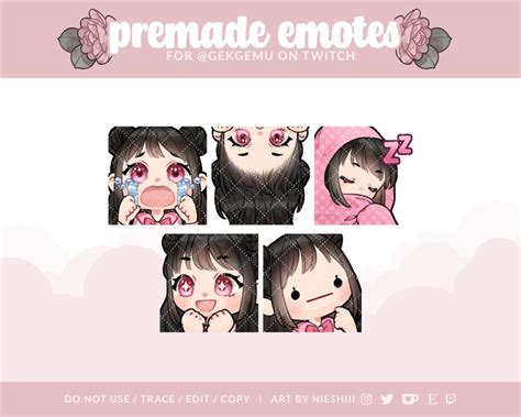 Customizable Twitch Emote Kawaii Aesthetic Streamer Etsy