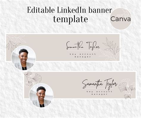 Neutral Floral Linkedin Banner Nature Canva Template Etsy Linkedin