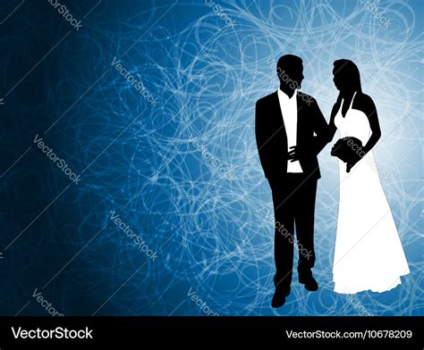 Wedding couple blue background Royalty Free Vector Image