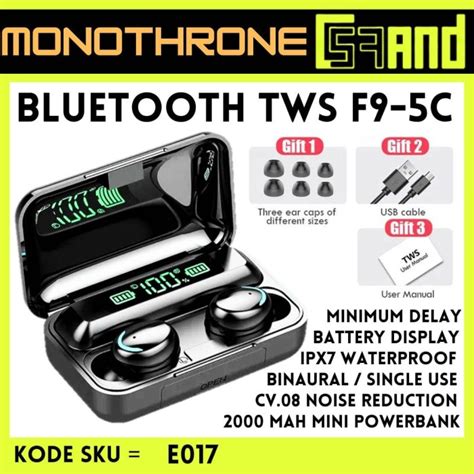 Jual Earphone Headset Bluetooth Tws F9 5c F9 5c Hifi Wireless Bass Mic