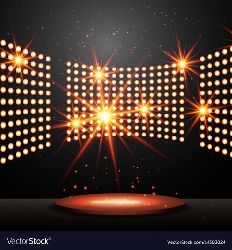 Podium With Lights And Shining Stars Royalty Free Vector