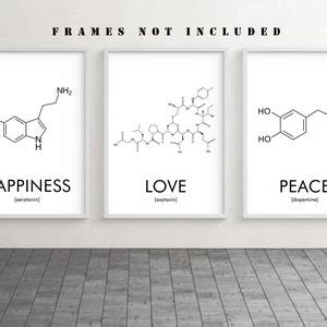 Love Peace Happiness Molecules Wall Art Oxytocin Dopamine Etsy