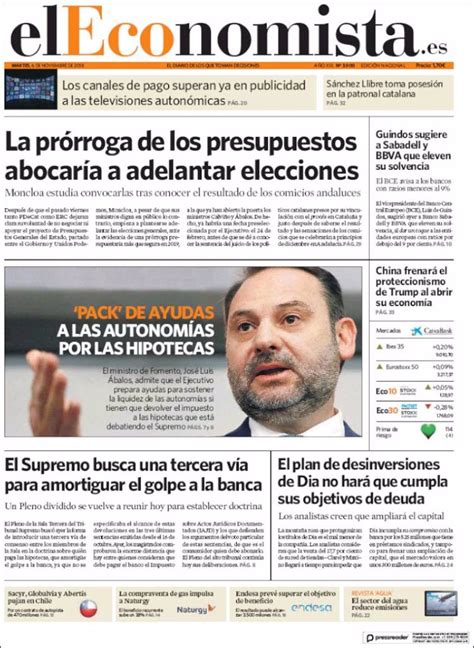 Las Portadas De Los Peri Dicos Econ Micos De Hoy Martes De Noviembre