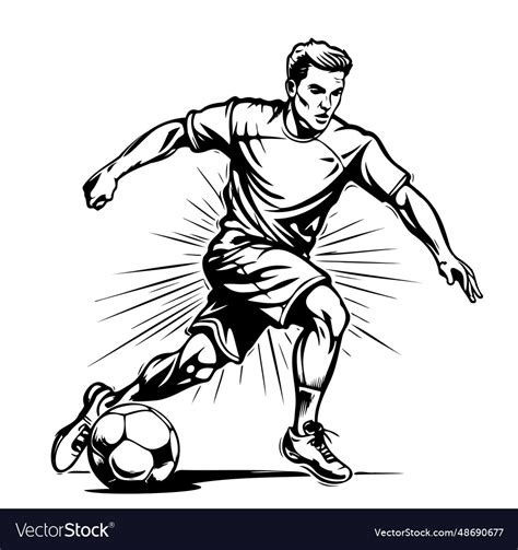 Soccer player sketch hand drawn Royalty Free Vector Image