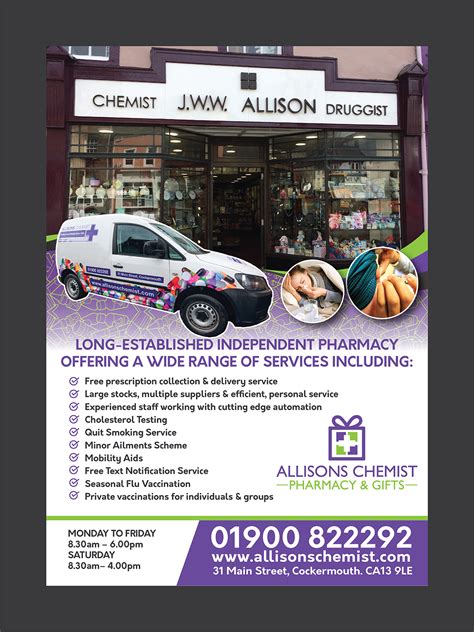 Serious Modern Pharmacy Flyer Design For JWW Allison Sons Ltd By