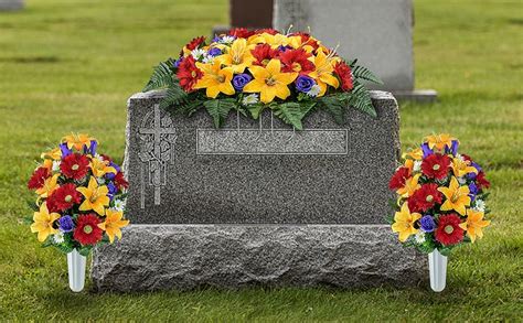 Artificial Headstone Flower Saddles For Graves Cemetery Memorial