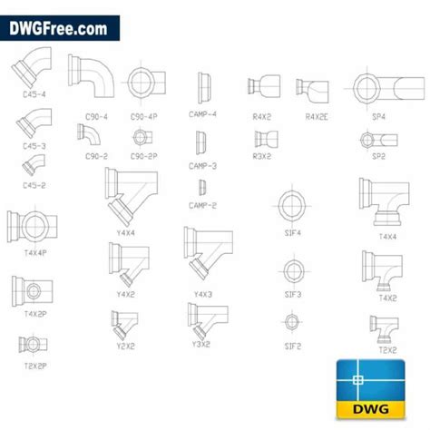 Blocks Sanitary Connections Dwg Drawing Download Free In Autocad