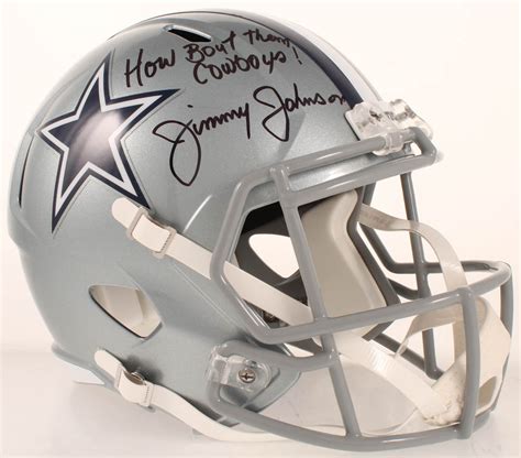 Jimmy Johnson Signed Cowboys Full-Size Helmet Inscribed "How Bout Them Cowboys!" (Beckett COA ...