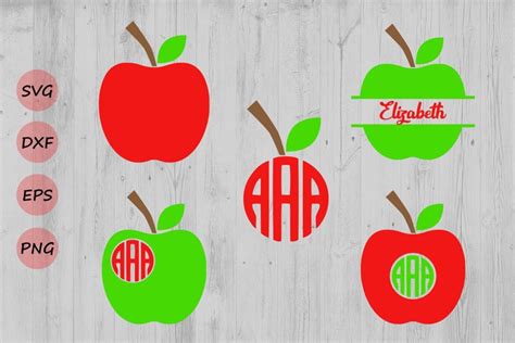 Apple Svg Monogram Apple Svg Frames Png Eps Dxf Circle