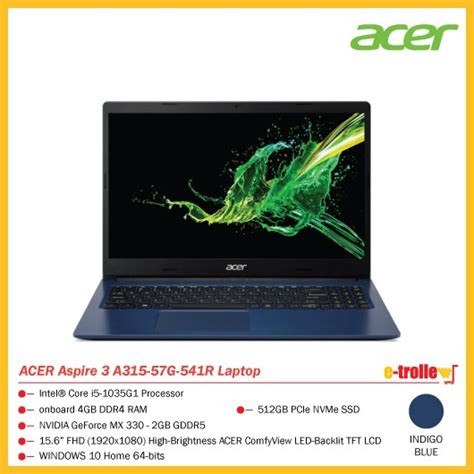 ACER Aspire 3 A315 57G 541R Laptop INDIGO BLUE Shopee Malaysia