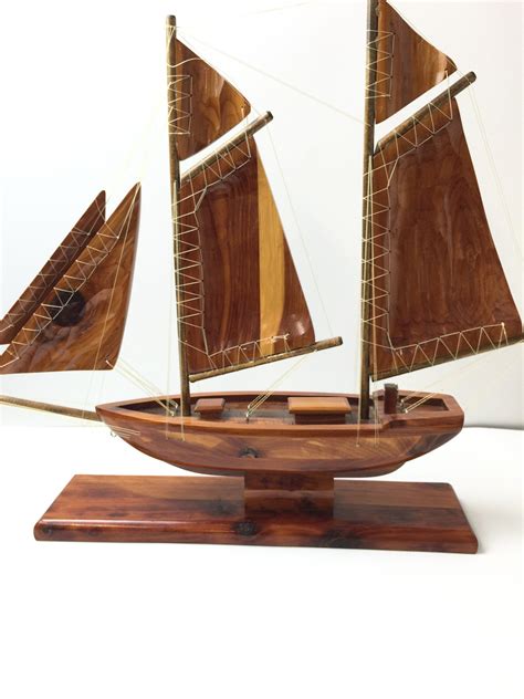 Vintage Wood Sailboat Model Totally Handmade Of Wood This Is A Beautiful Piece Of Art The