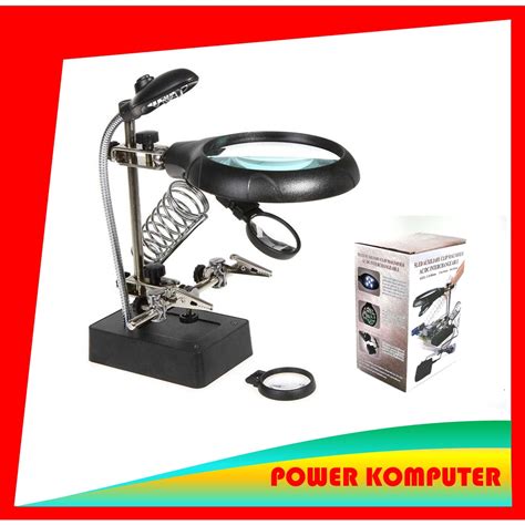 Jual Helping Hand Alat Pegangan Solder Kaca Pembesar Led Mg C