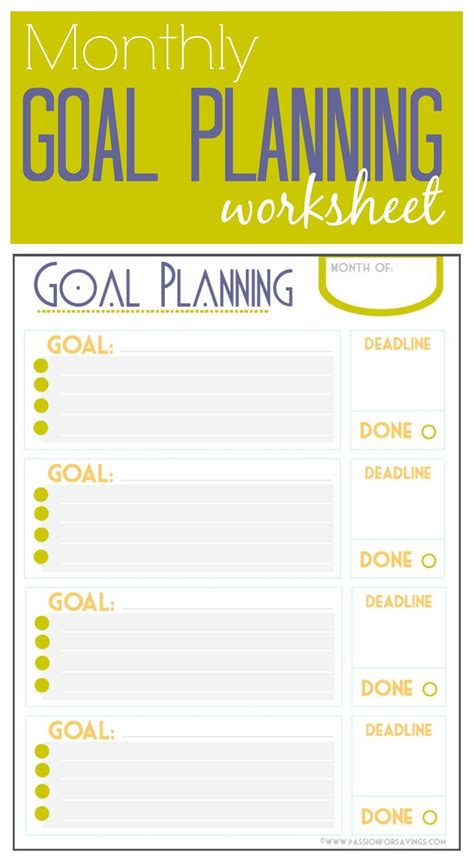 Printable Goal Sheets