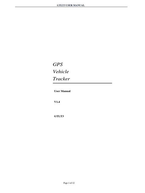 Gtlt3 User Manual Gps Vehicle Tracker User Manual V14 Gtlt3 Page 1