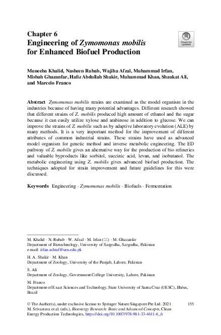 (PDF) Engineering of Zymomonas mobilis for Enhanced Biofuel Production ...