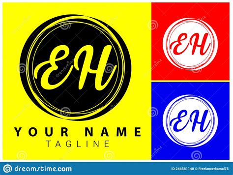 Eh Initial Letter Handwriting And Signature Logo Design Template Stock