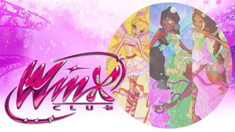 Winx Club All Transformations Stella Aisha And Flora Youtube