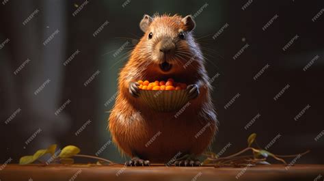 Premium AI Image | cute 3d capybara eating