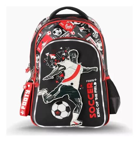 Mochila Espalda Futbol 18 Pulgadas Rojo Con Luz Led Footy Color